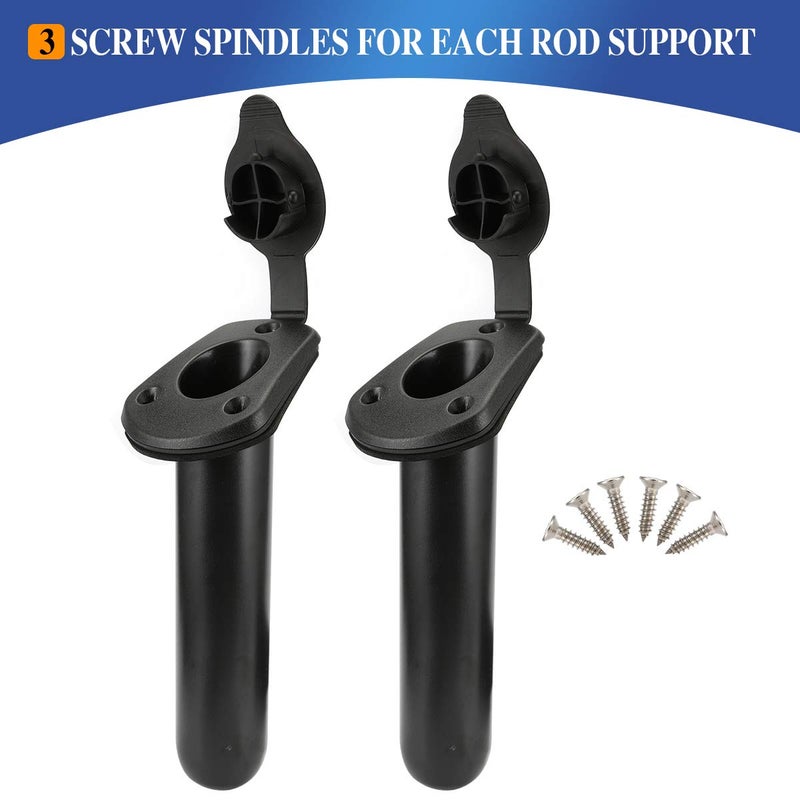 Anndason 2 Pcs Kayak Deck Plastic Flush Mount Fishing Boat Rod Holders and Cap Cover, Fishing Tackle Accessory Tool - Image 2